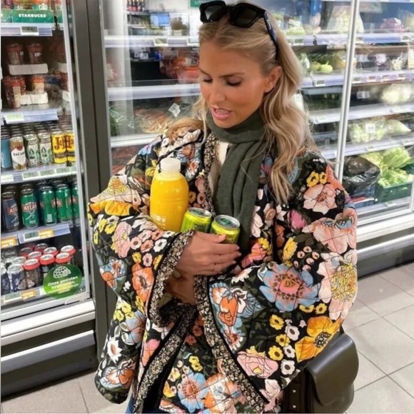 NWOT - Sherpa Lined Floral Boho Quilted Coat - Multicolor - XXL - Picture 9 of 10